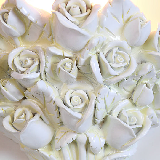 Retro Resin Roses Bouquet Glass European Wall Lamp