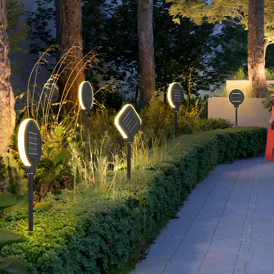 Modern Circular Black Solar LED Lawn Light