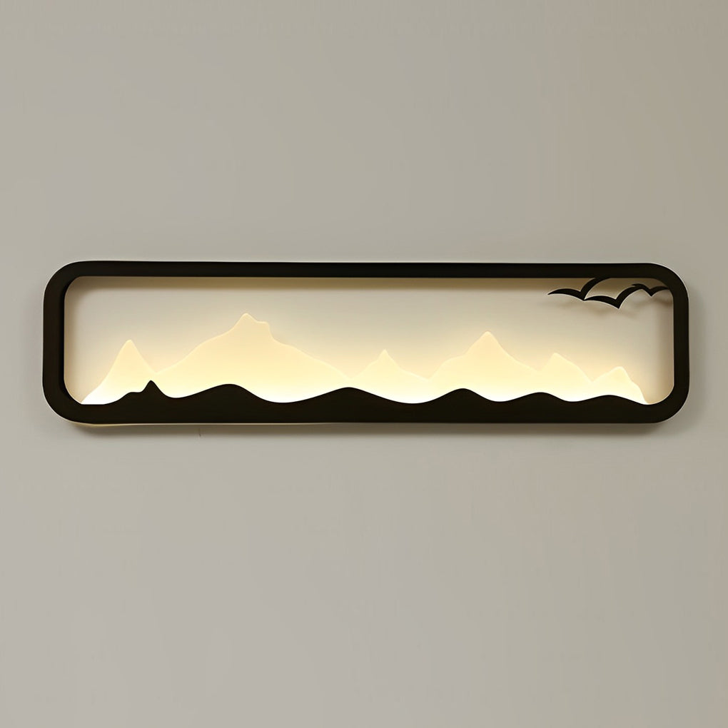 Rectangular Mountain Scenery LED Waterproof Outdoor Wall Lamp