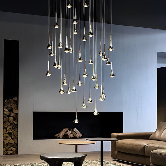 Water Drop – 1-Light Metal LED Nordic Staircase Pendant Light