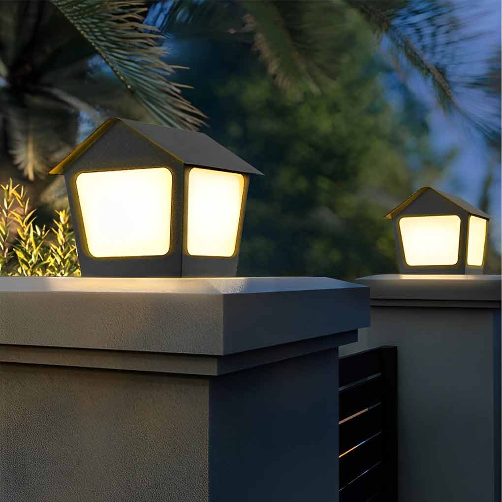 Cottage Shaped LED Waterproof Solar Fence Post Light