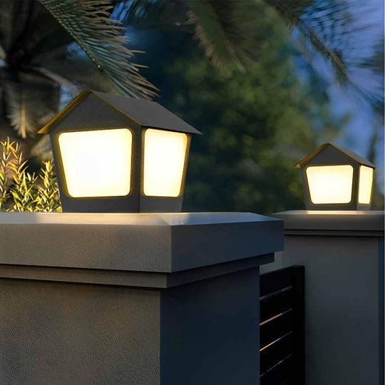 Cottage Shaped LED Waterproof Solar Fence Post Light
