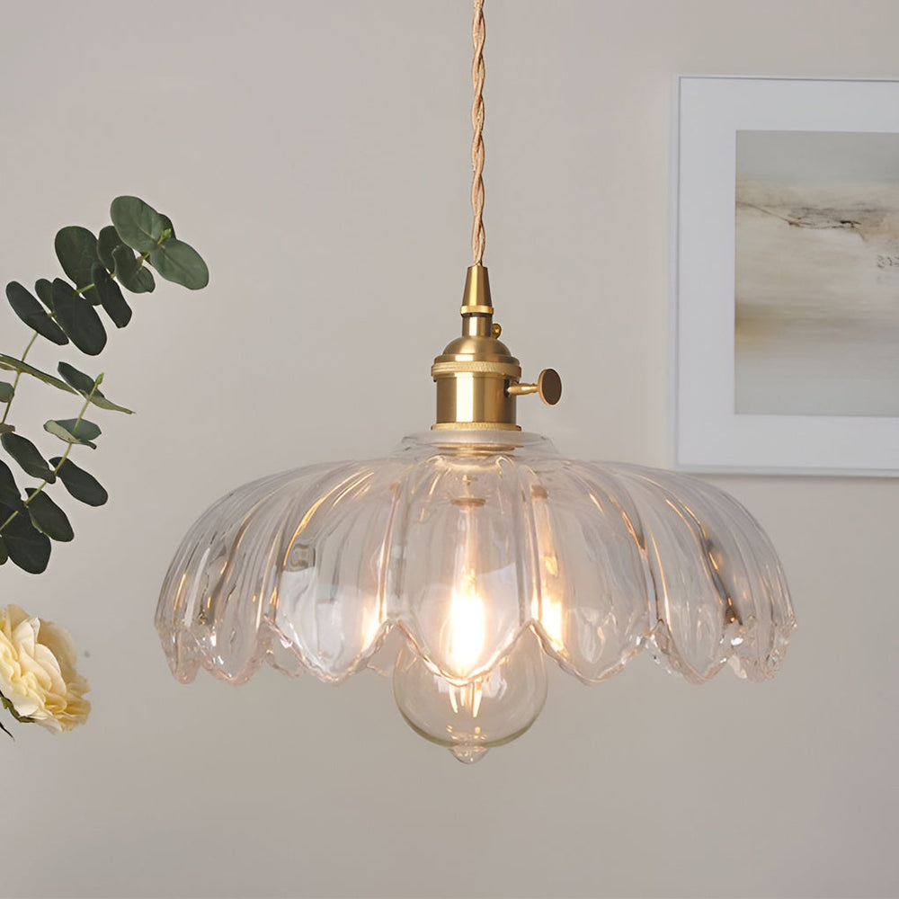 Retro Flower – Glass Brass Nordic Kitchen Pendant Light Chandelier