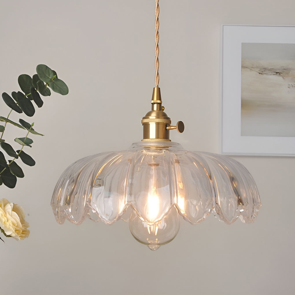 Retro Flower – Glass Brass Nordic Kitchen Pendant Light Chandelier