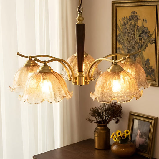 3/5-Light Cracked Glass Retro Chandelier Pendant Light