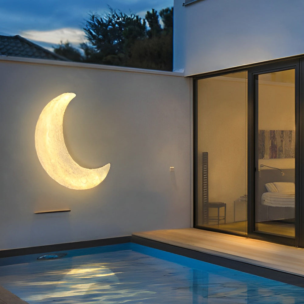 Creative Resin Moon Waterproof LED Modern Outdoor Wall Sconce
