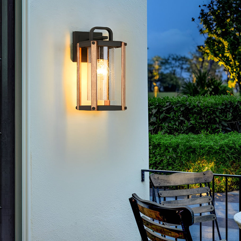 Lantern Shaped Black Industrial Outdoor Wall Sconce