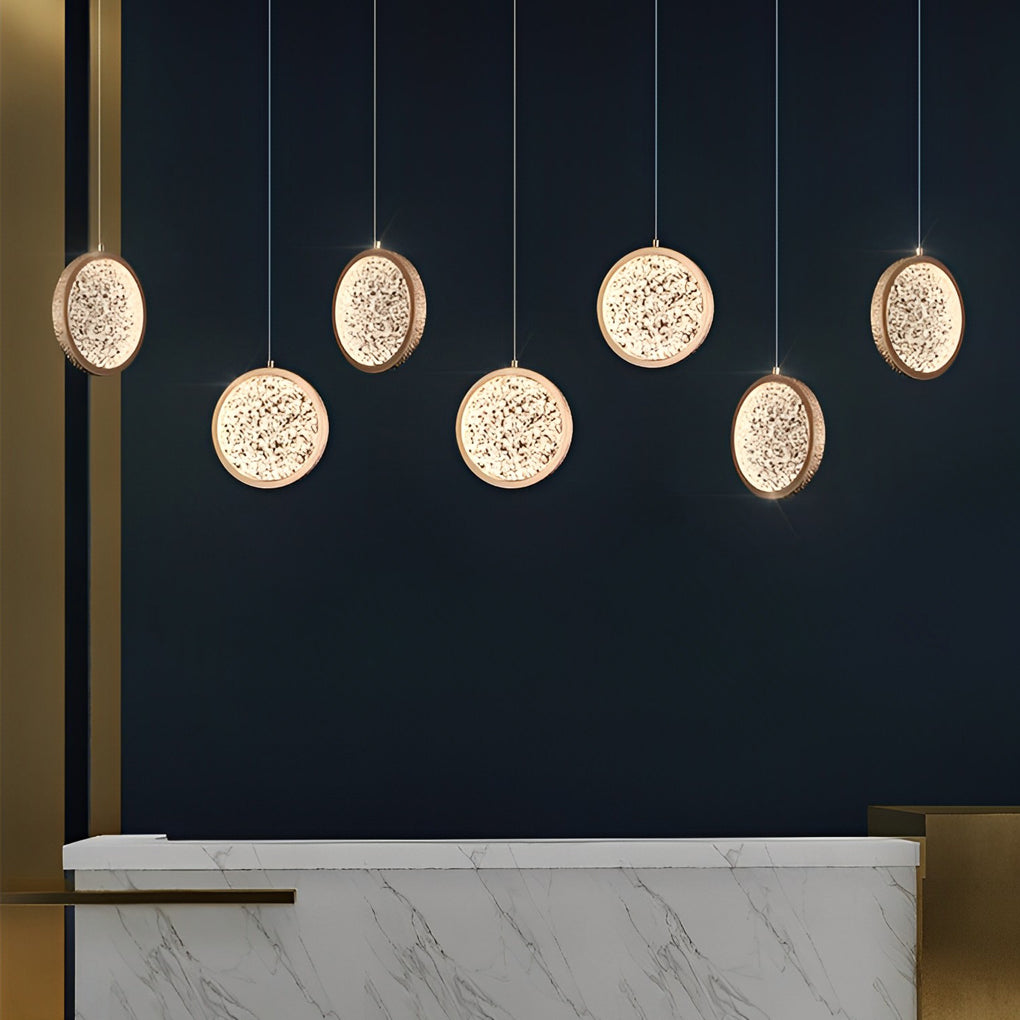 Creative Round Iron Acrylic Three-Step Dimming Modern Pendant Light