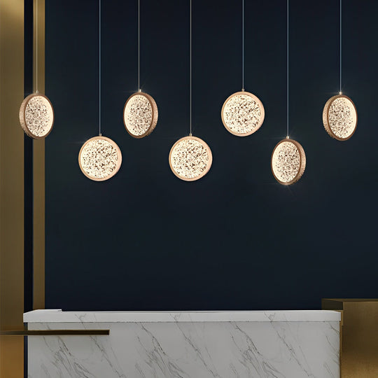 Creative Round Iron Acrylic Three-Step Dimming Modern Pendant Light