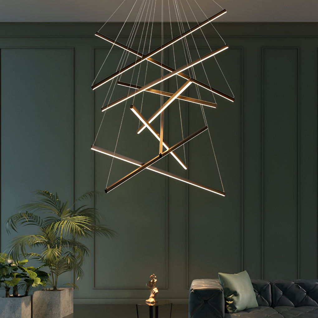 Minimalist Strip – Stepless Dimming LED Black Modern Chandelier with Remote
