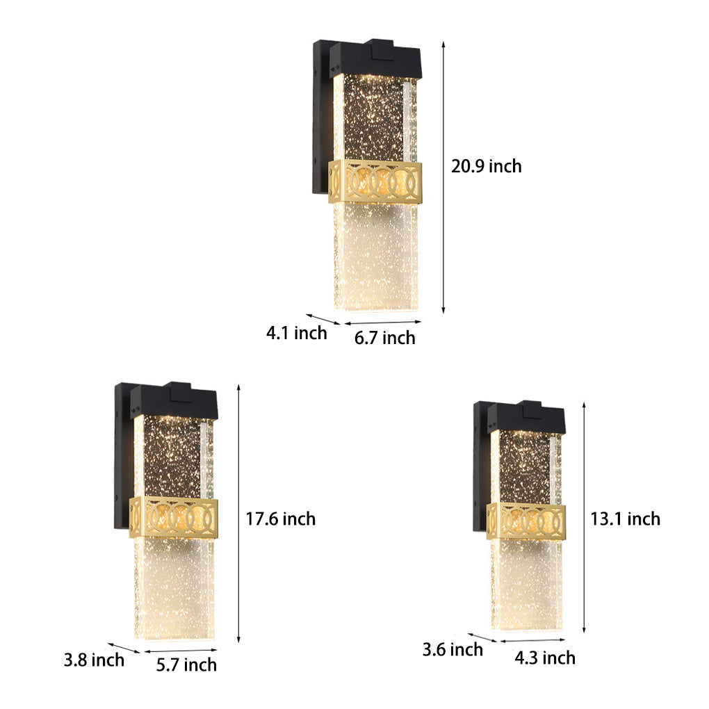 Bubbles Crystal LED Waterproof Black Modern Outdoor Wall Lights