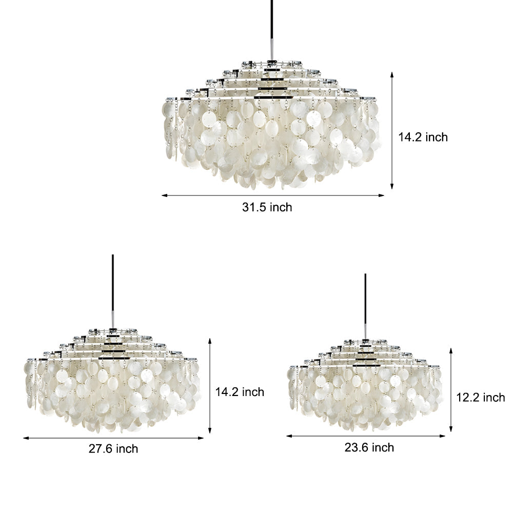 Seashell Discs 4-Tier LED Chandelier – Adjustable 39.4" Chain