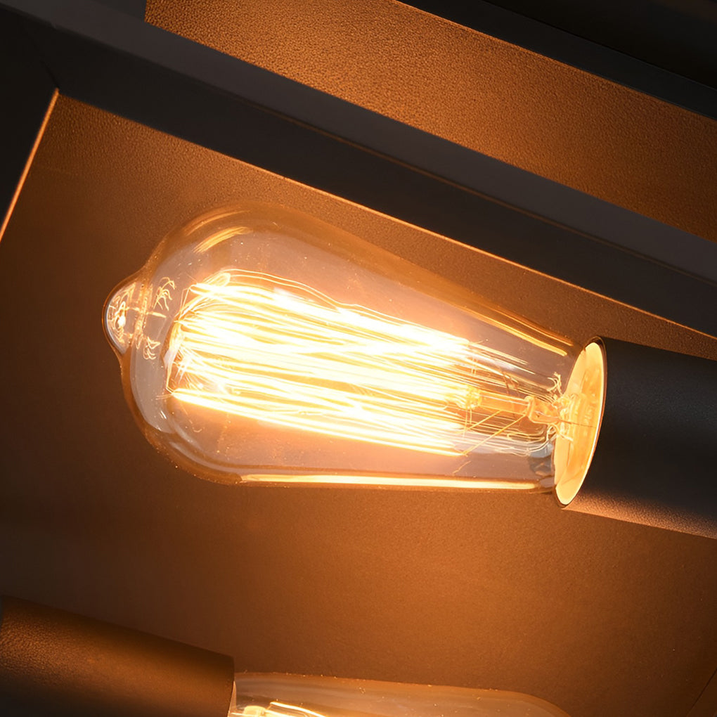 Square Iron Retro Industrial Ceiling Light Flush Mount Lighting