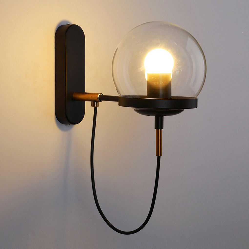 Antique Glass Ball Industrial LED Wall Lamp