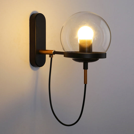 Antique Glass Ball Industrial LED Wall Lamp