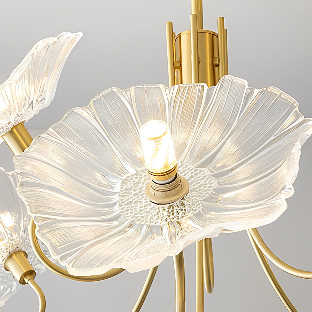 Personalized Flowers Glass Shades Copper Modern Minimalist Chandelier