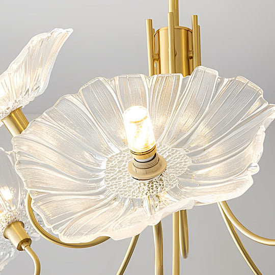 Personalized Flowers Glass Shades Copper Modern Minimalist Chandelier