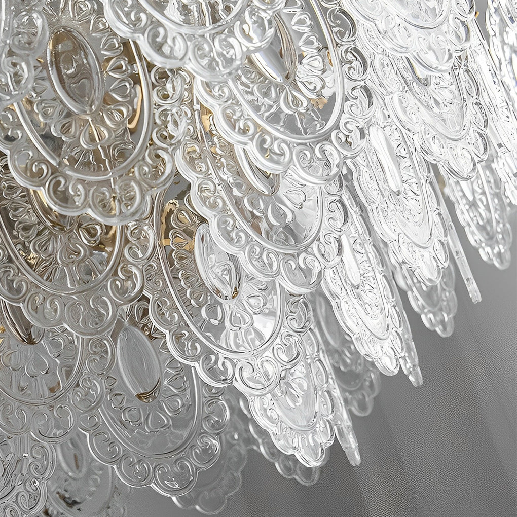 Glass LED 3-Step Dimming Luxury Pearls Decor French Style Chandelier