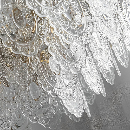 Glass LED 3-Step Dimming Luxury Pearls Decor French Style Chandelier