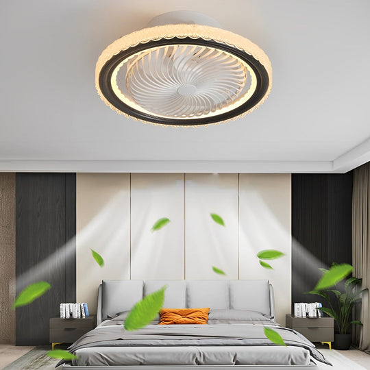 Round Bladeless Ceiling Fan with 3-Step Dimmable LED and Silent Airflow