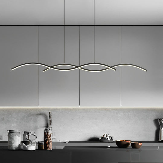 Wavy Lines Minimalist LED Nordic Dining Room Chandelier Hanging Lamp