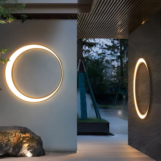 Circular Moon LED Waterproof IP65 Modern Outdoor Wall Light