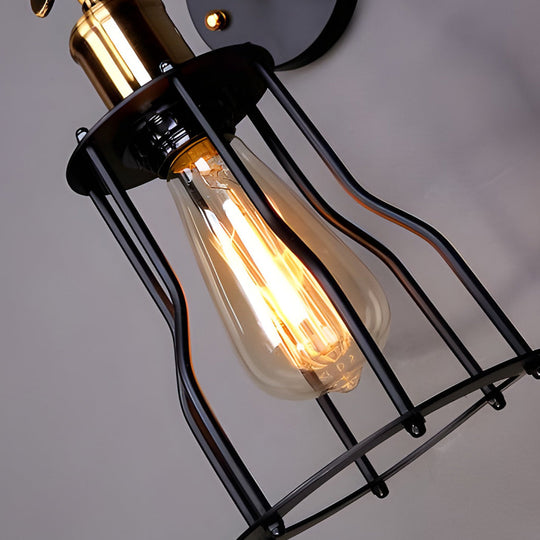 Adjustable Retro Iron E27 Waterproof Industrial Plug-in Wall Sconce