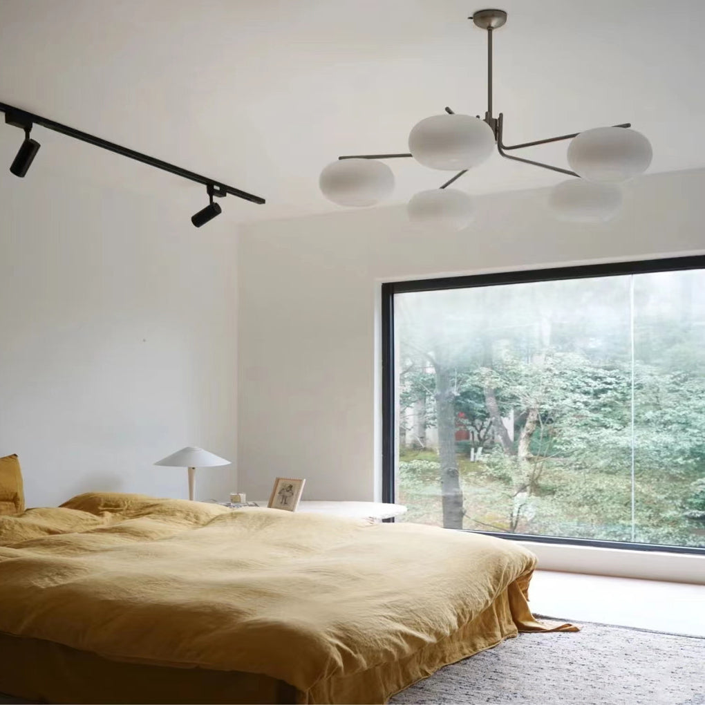 5 Lights Glass Three Step Dimming LED Nordic Chandelier