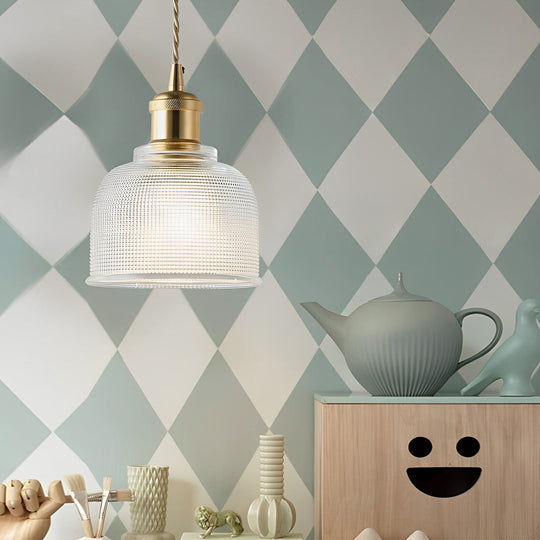 Glass Bowl Shape Electroplated Metal Nordic Creative Pendant Light