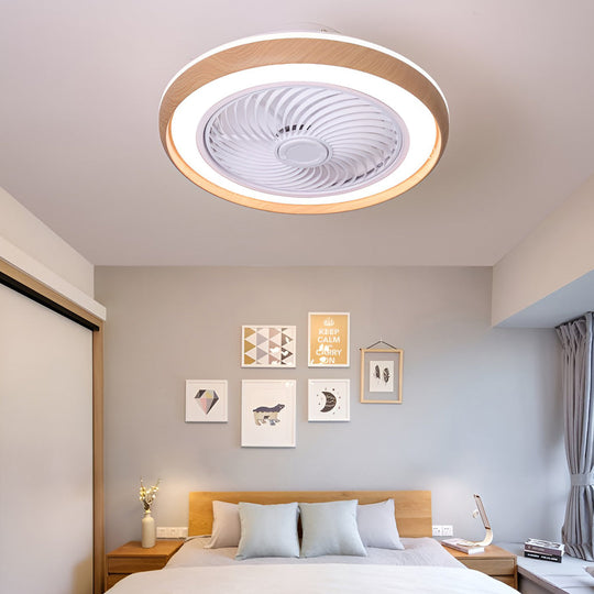 Round Ultra-thin Mute LED Nordic Bladeless Ceiling Fan Light