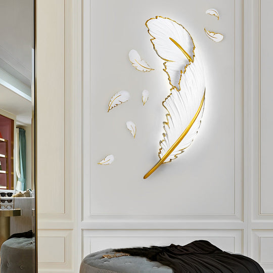 Modern Art Decorative Resin Feather LED Wall Sconce