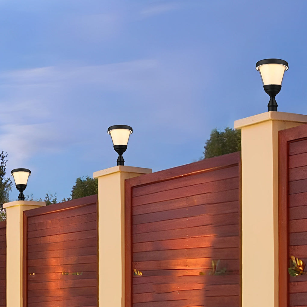 Black Modern Solar LED Fence Post Cap Light