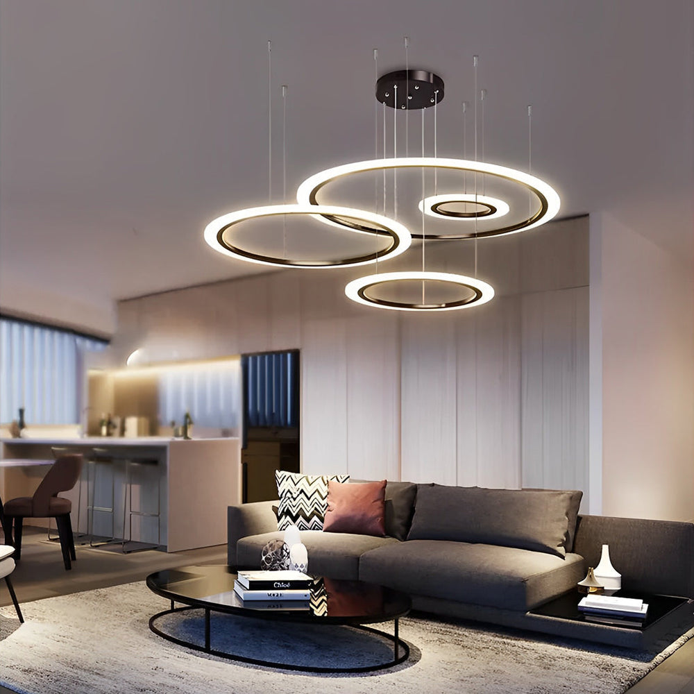 4 Circles Artistic Dimmable LED Modern Pendant Chandelier