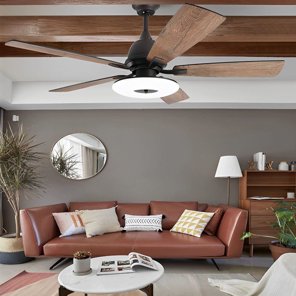 5-Blade Wooden LED Ceiling Fan Light with Remote Control
