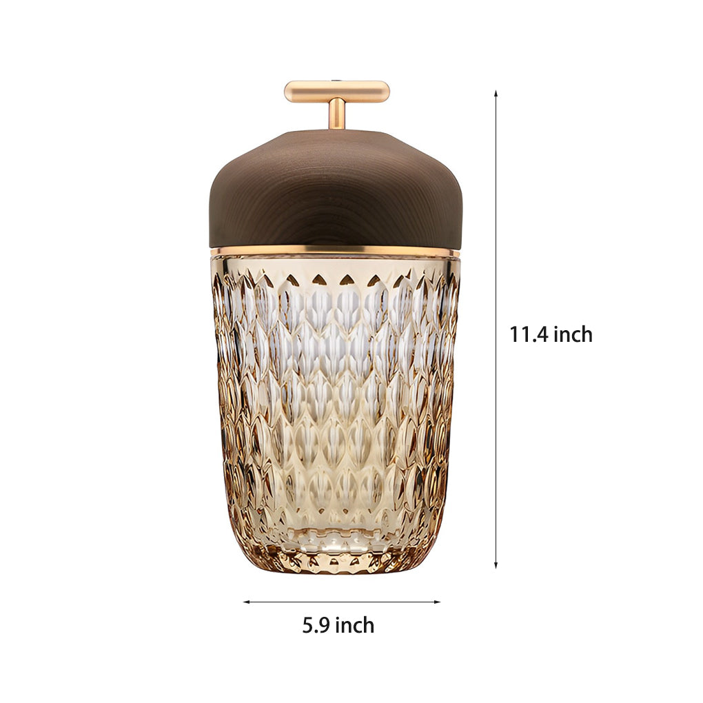 Cup-Shape Crystal Glass Table Lamp with Ambient LED Lighting
