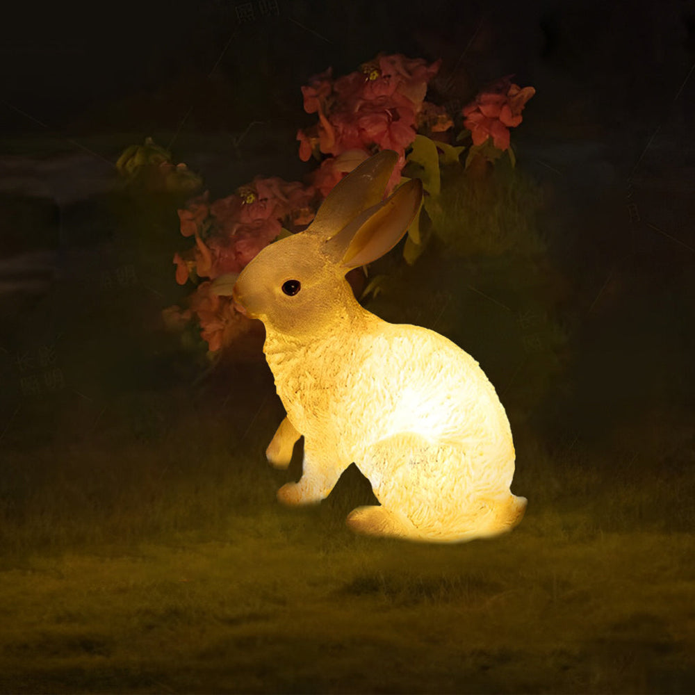 Resin and Fiberglass Rabbit Garden Lights Modern Waterproof Outdoor Lighting