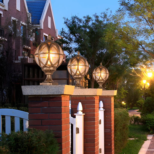 Round Glass E27 Waterproof European Style Outdoor Post Cap Lights