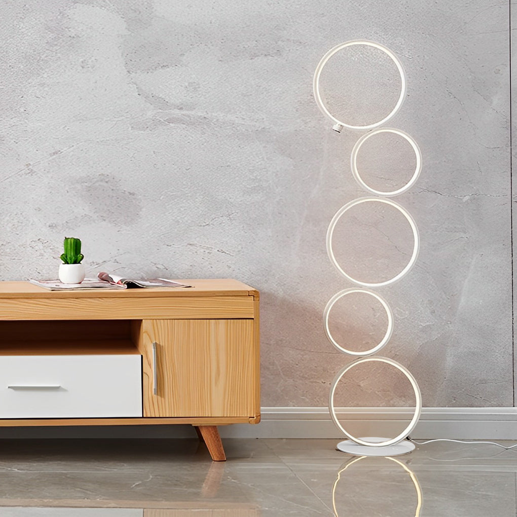 Modern Artistic 5-Circle LED Floor Lamp with Touch Control