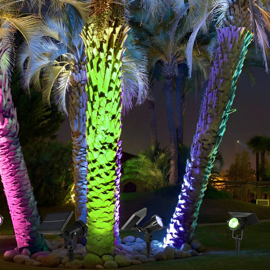 Adjustable Waterproof LED Multicolor Dimmable Solar Powered Spot Light