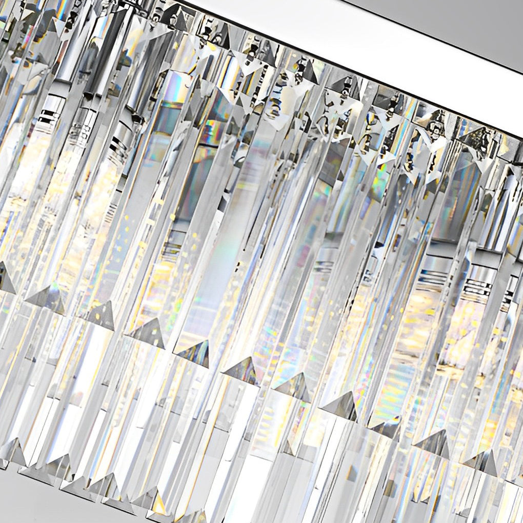 Rectangular Metal Crystal 3-Step Dimming Nordic Dining Room Chandelier