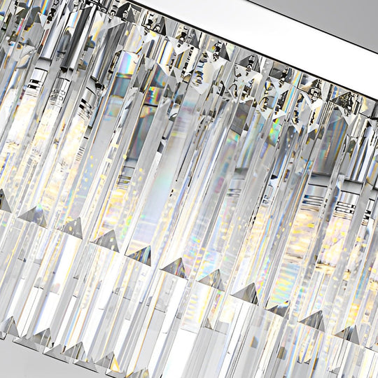 Rectangular Metal Crystal 3-Step Dimming Nordic Dining Room Chandelier