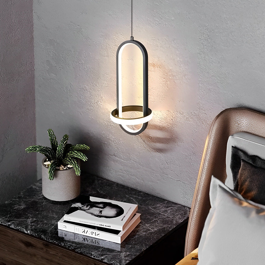 Artistic Rounded Rectangle LED Modern Pendant Lighting Kitchen Island Light