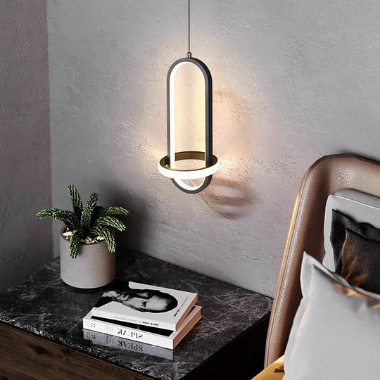 Artistic Rounded Rectangle LED Modern Pendant Lighting Kitchen Island Light
