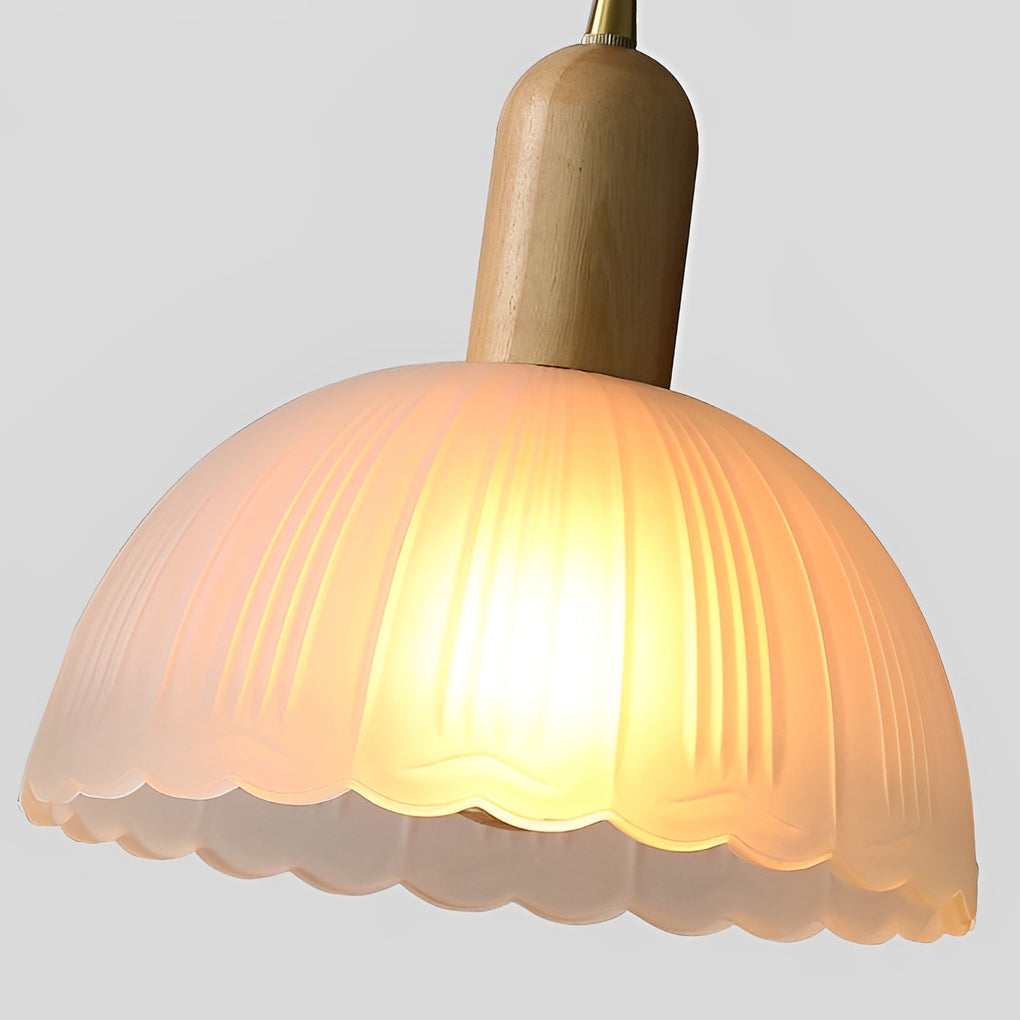 Glass Flower Wood Creative Ins LED Nordic Pendant Lights Hanging Lamp