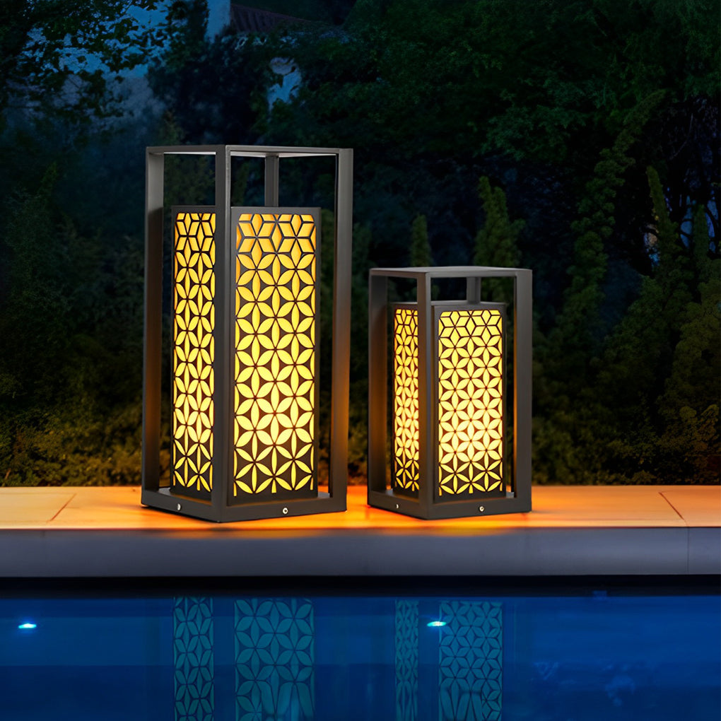Floral Pattern Black LED Outdoor Lawn Pathway Light