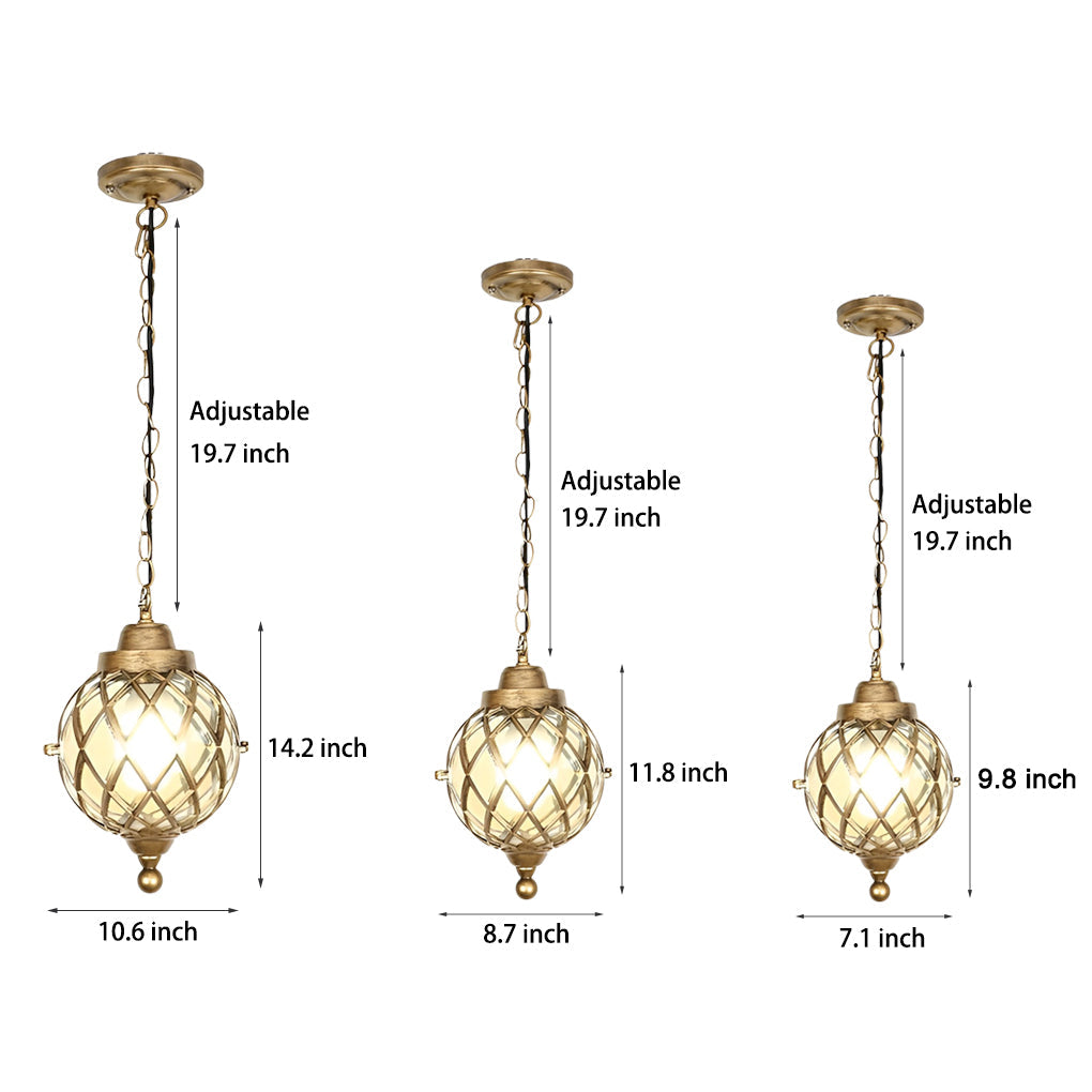 1-Light Tea Glass Globe Outdoor Pendant Light