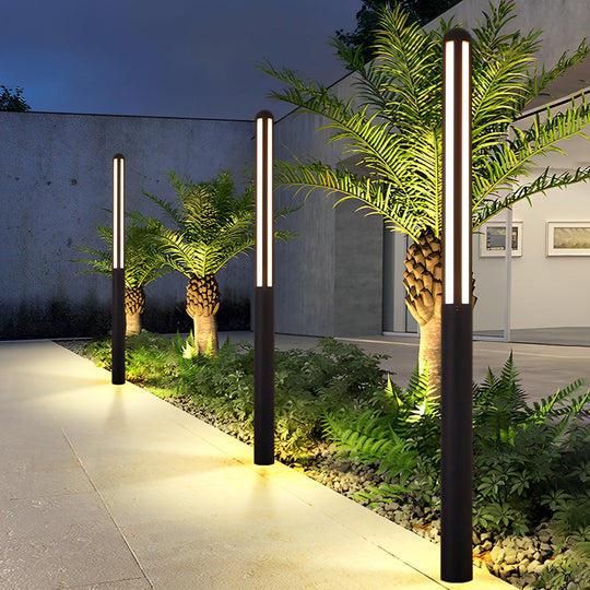 Minimalist Waterproof LED Black Modern Residential Outdoor Bollard Lights Yard Lighting