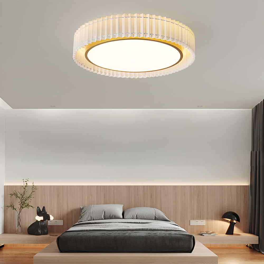 Circular Pleated 3-Step Dimming LED Nordic Ceiling Light Chandelier