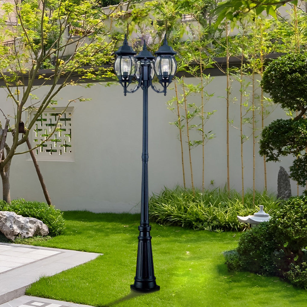 Waterproof 3-Light Black European Style Outdoor Garden Lamp Post