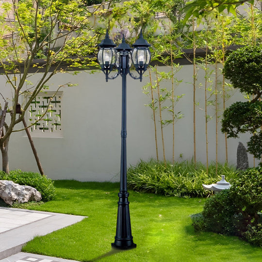 Waterproof 3-Light Black European Style Outdoor Garden Lamp Post